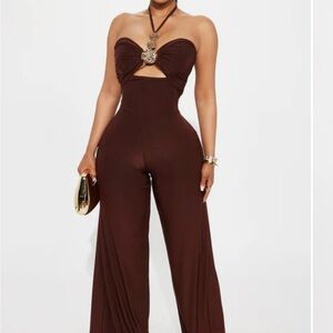 Fashion Nova Chocolate Halter Jumpsuit